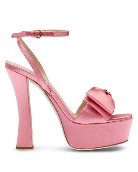 miu miu pink platform sandals|Satin platform sandals in pink .